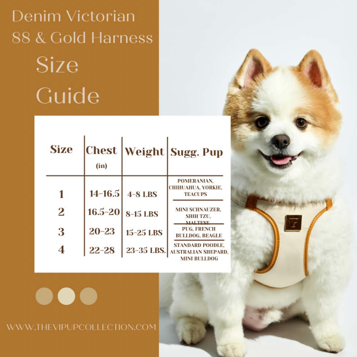 The V.I.PUP Collection - Wholesale Pet Harness - Dog - Denim Victorian 88 & Gold Harness6