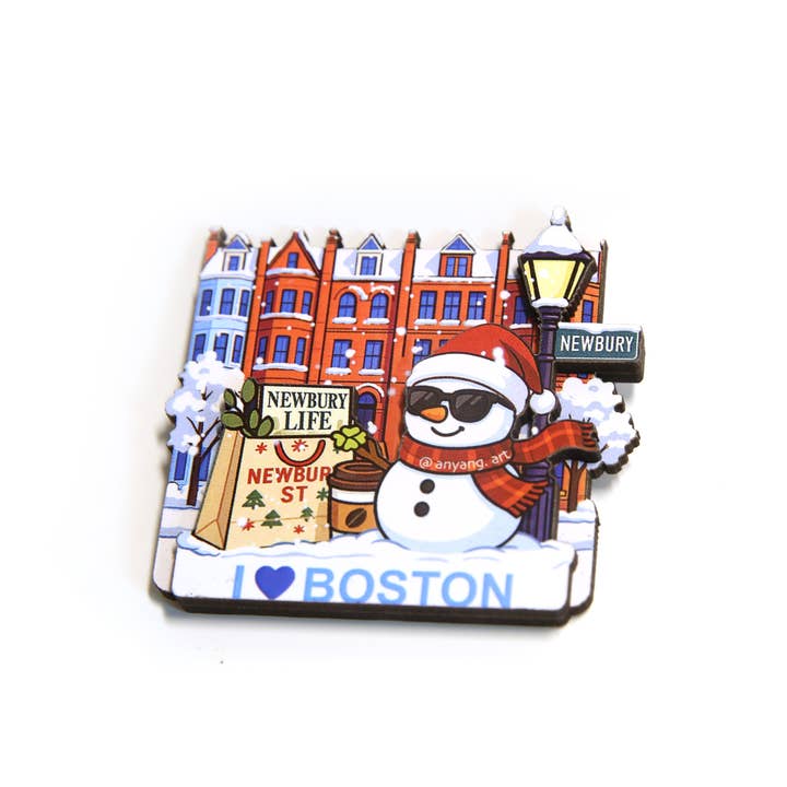 Boston Magnet, Newbury Street - Winter for wholesale by anyang.art
