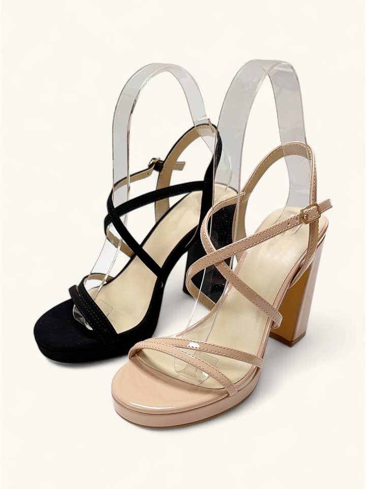 ASLEE-3 PLATFORM HIGH HEEL WITH SLIM CRISSCROSS STRAPS for wholesale by CCOCCI