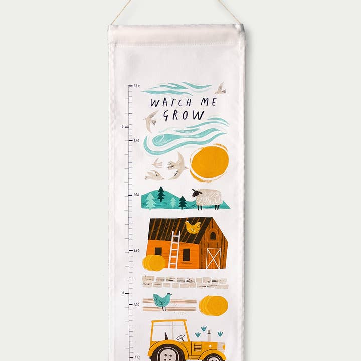 Oldfield Design Co – wholesale Growth chart – Child & baby – Farmyard Children's Fabric Height Chart