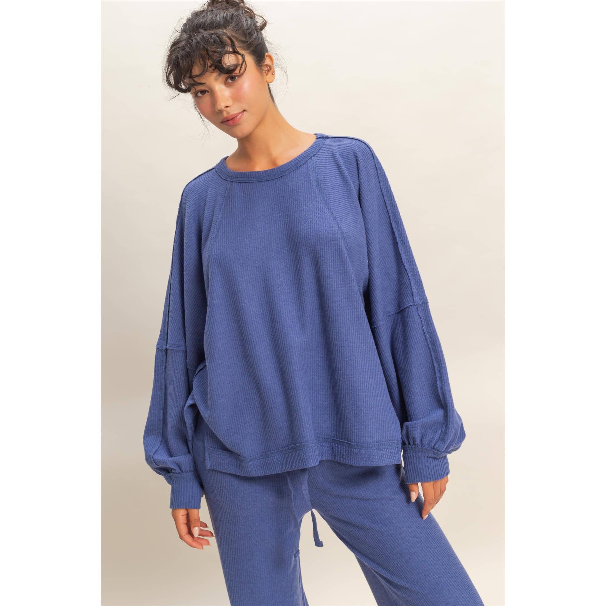 HYFVE - Vente Haut en maille – femme - Haut décontracté à manches longues en maille gaufrée brossée1