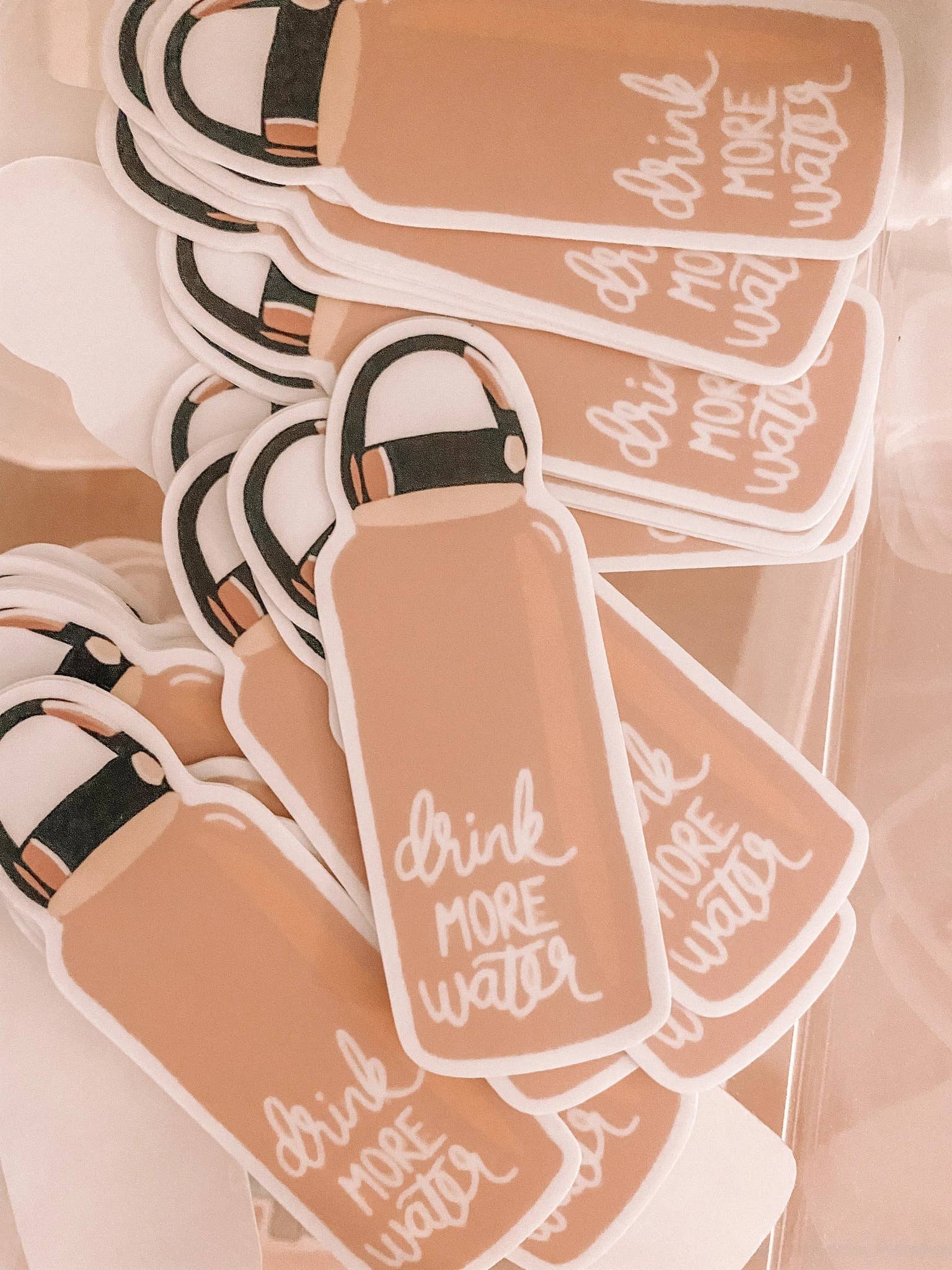 Maddie Green Designs - Wholesale Sticker - Drink More Water Pink Waterbottle Vinyl Stickers1