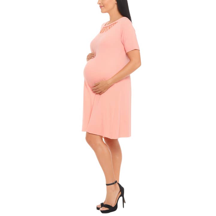 WHITE MARK - Wholesale Dress – Maternity - Women's Crisscross Neckline Maternity Dress with Pockets8