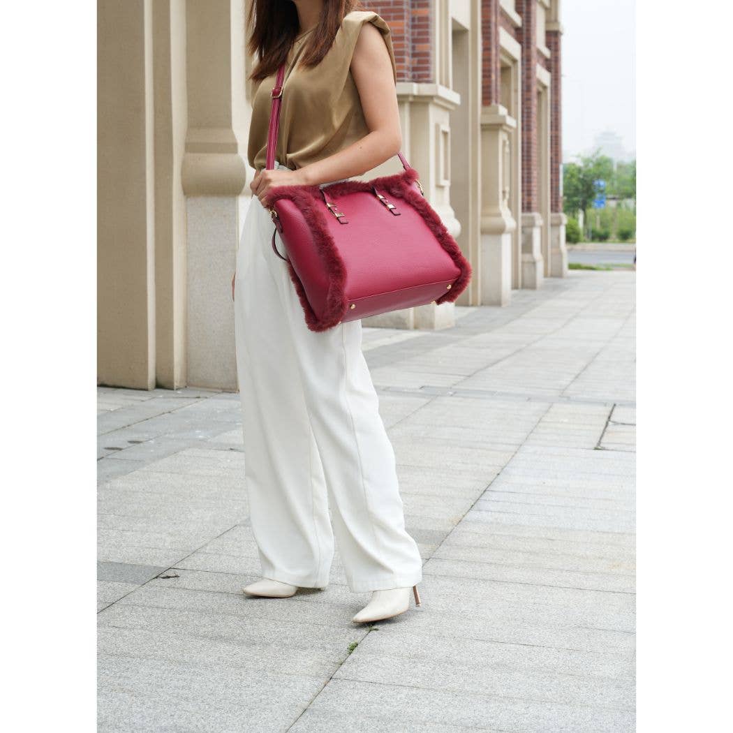 MKF Collection – wholesale Tote bag – Women's – Liza Vegan Leather with faux fur Women Tote Bag by Mia K8