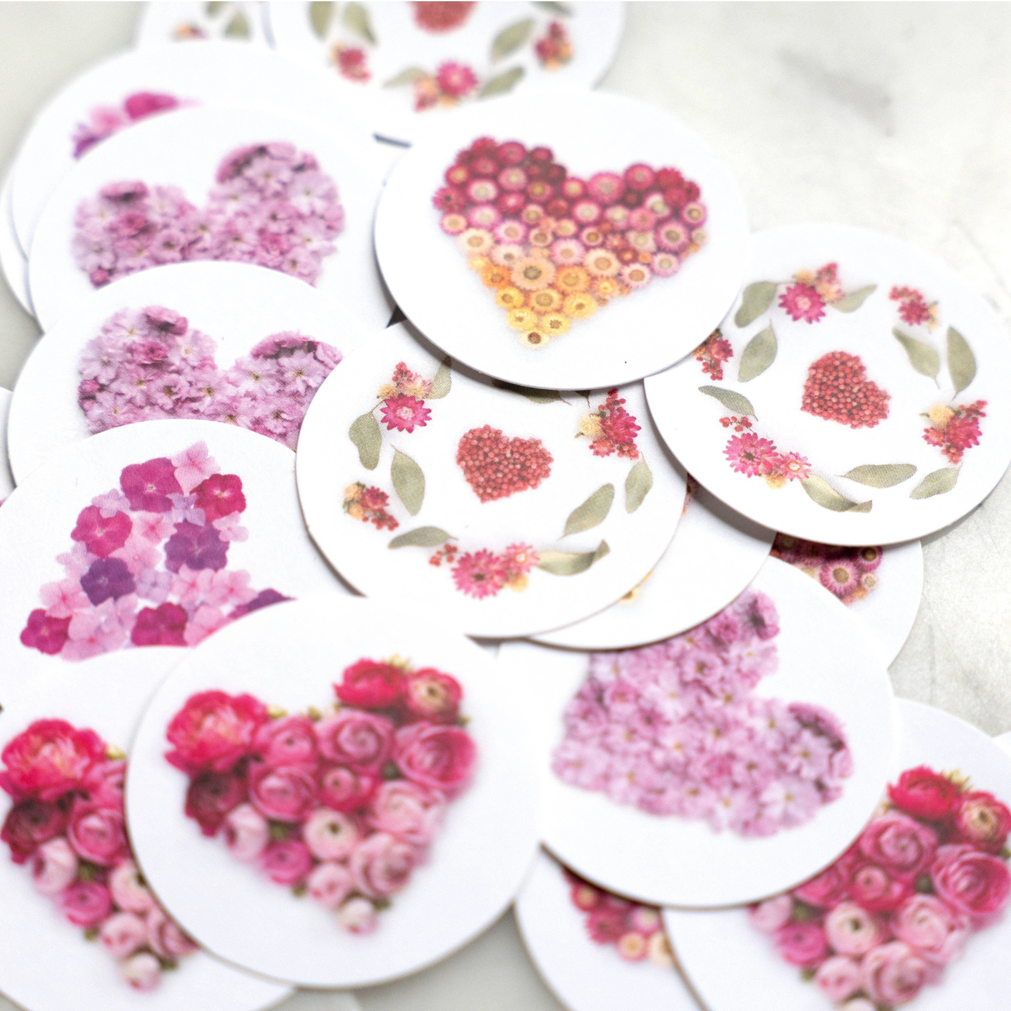 Bottle Branch - Wholesale Sticker - Valentine’s Heart Floral Stickers – Pink Botanical Stickers1