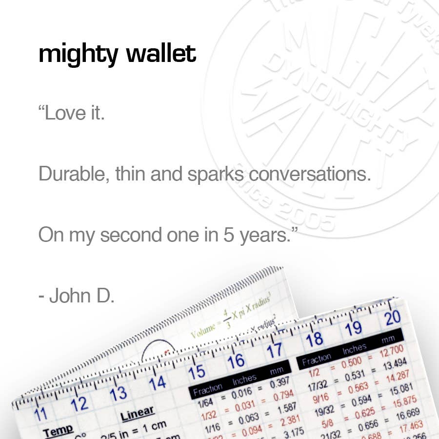 Mighty Wallet – Carteira – Homem por atacado – Carteira Mighty Wallet Wealth of Knowledge com Conversões e Medidas5