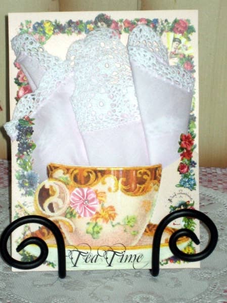 Teacup Hanky Card for wholesale by MOMENTS IN THYME