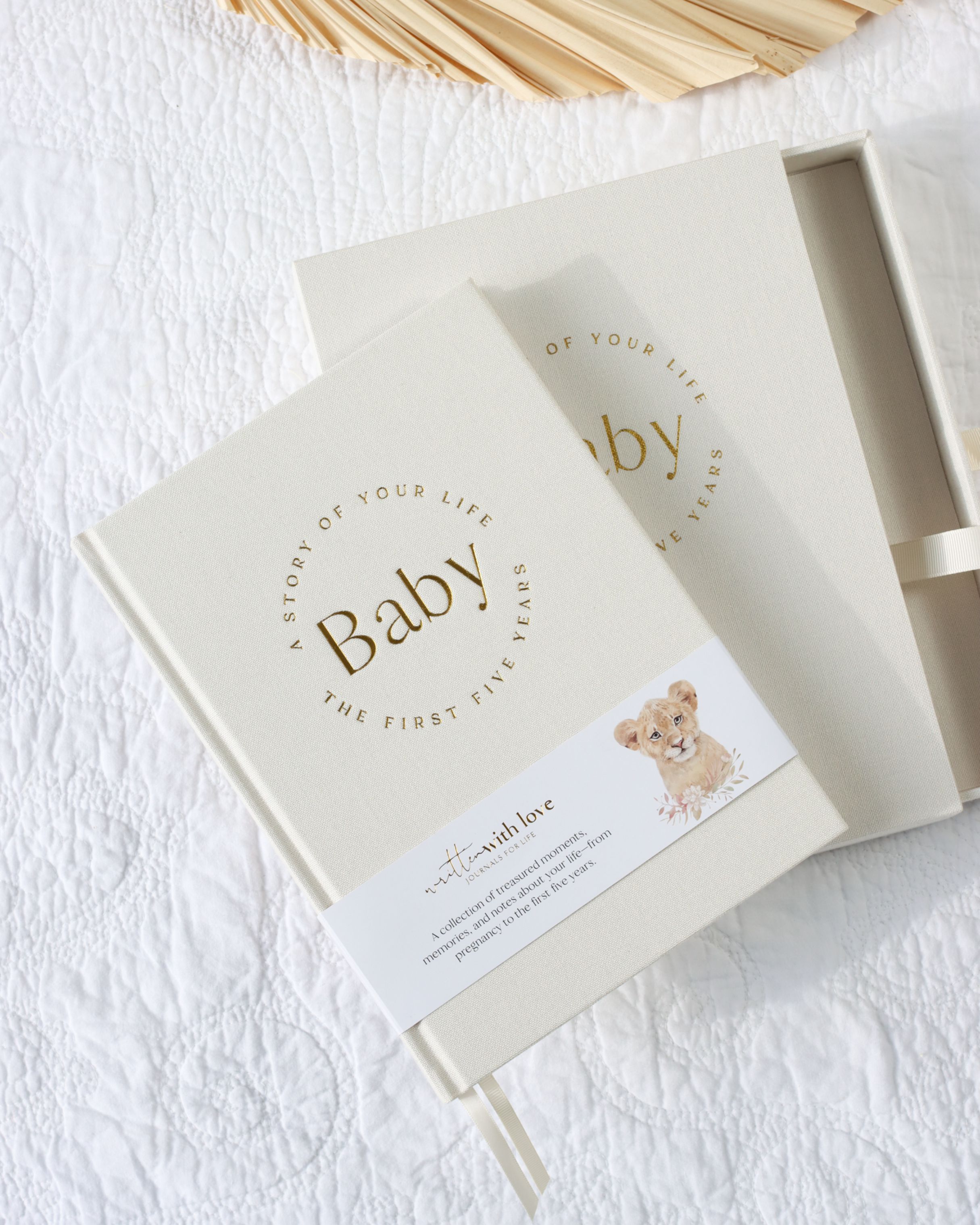 Written With Love – wholesale Memory book – Child & baby – Baby Memory Book with Keepsake Box - Classic White1