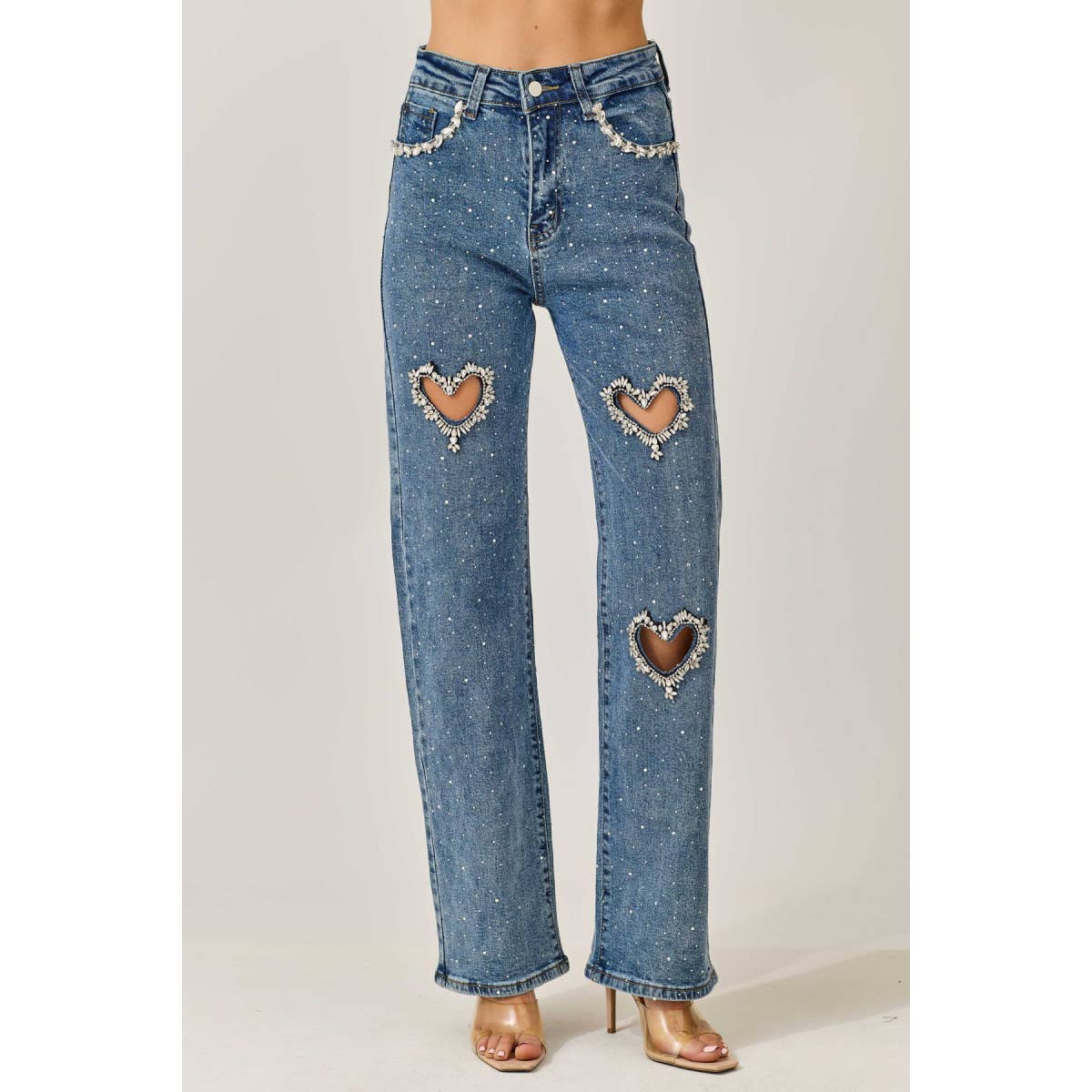 パンツ PRANK PROJECT Heart Bijou Denim Pants kakarin choyx Fashion High Waist Baggy Jeans Y2K Heart