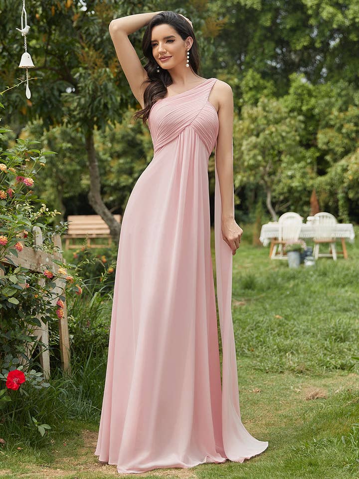 Ever-Pretty - Wholesale Gown – Women's - Elegant Pleated One-Shoulder Bridesmaids Dress45