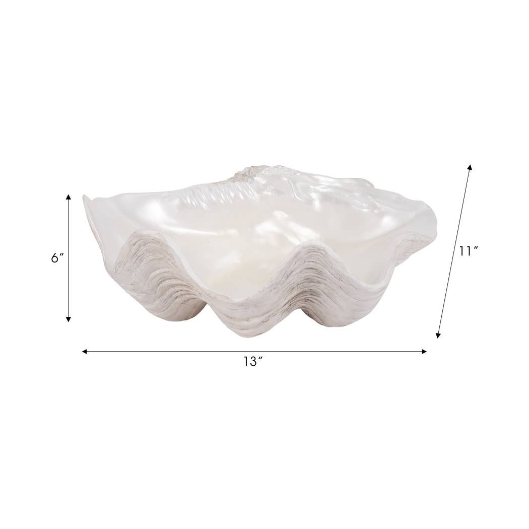Sagebrook Home - Wholesale Decorative Plate/Dish/Bowl - Decorative Bowl - Ivory Resin Coastal Seashell Shape, 13 in.2