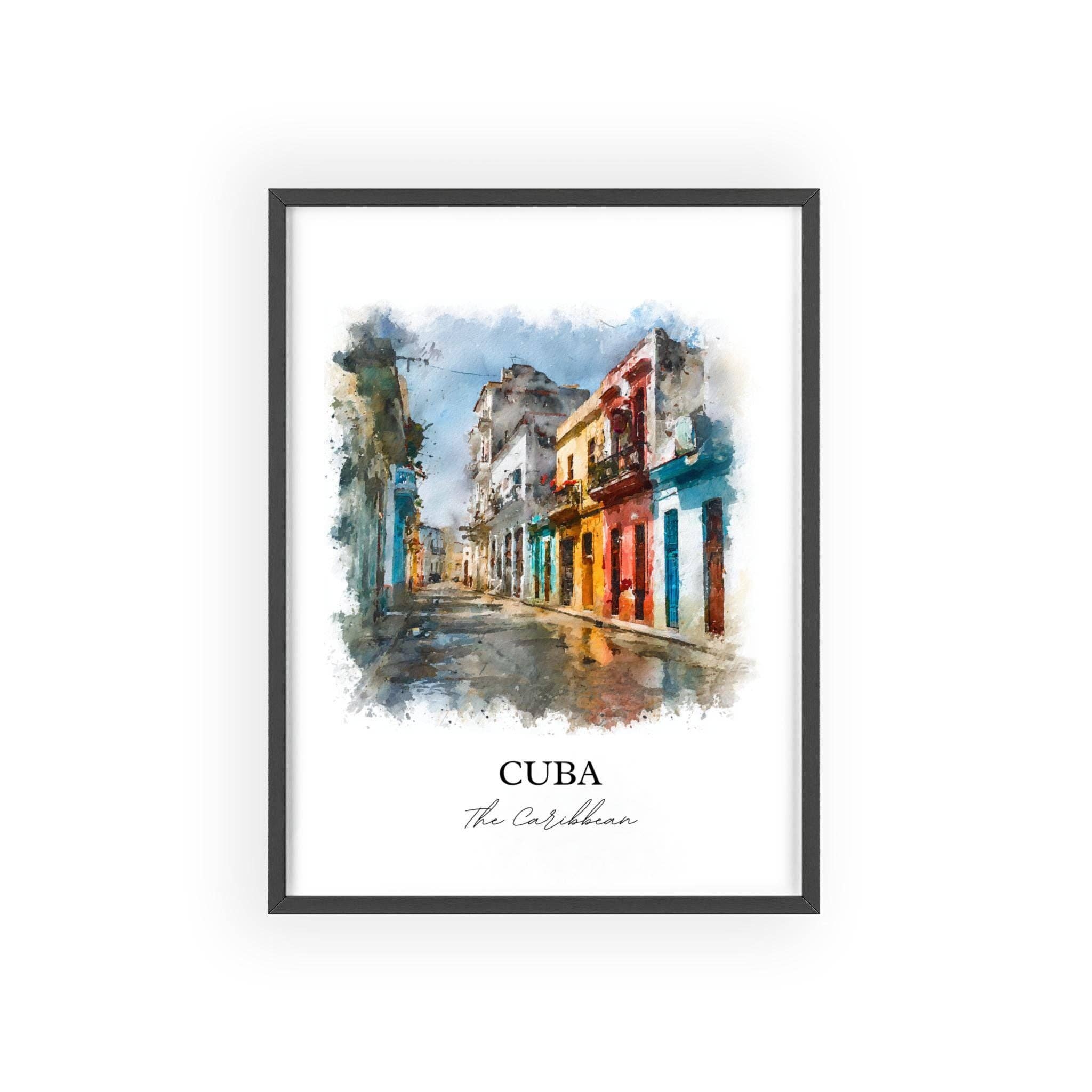 Premium Travel Art - Wholesale Art Print - Cuba Wall Art, Cuba Print, Cuba Watercolor Art, Cuba Country Gift, Travel Print, Travel Poster, Housewarming Gift6