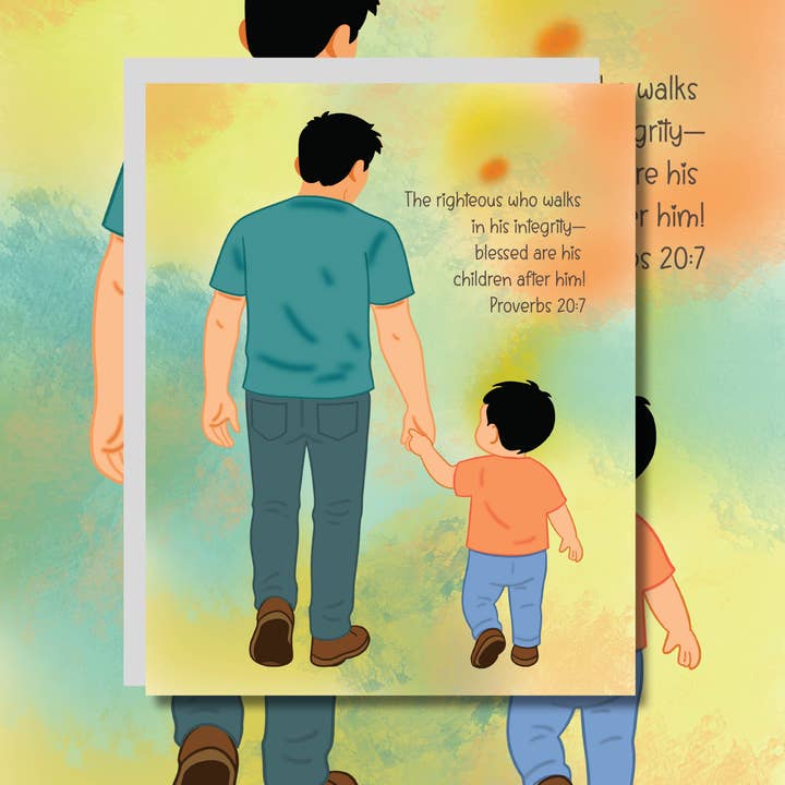 Father's Day Scripture Card – Proverbs 20:7  for wholesale by Dumplings and Us