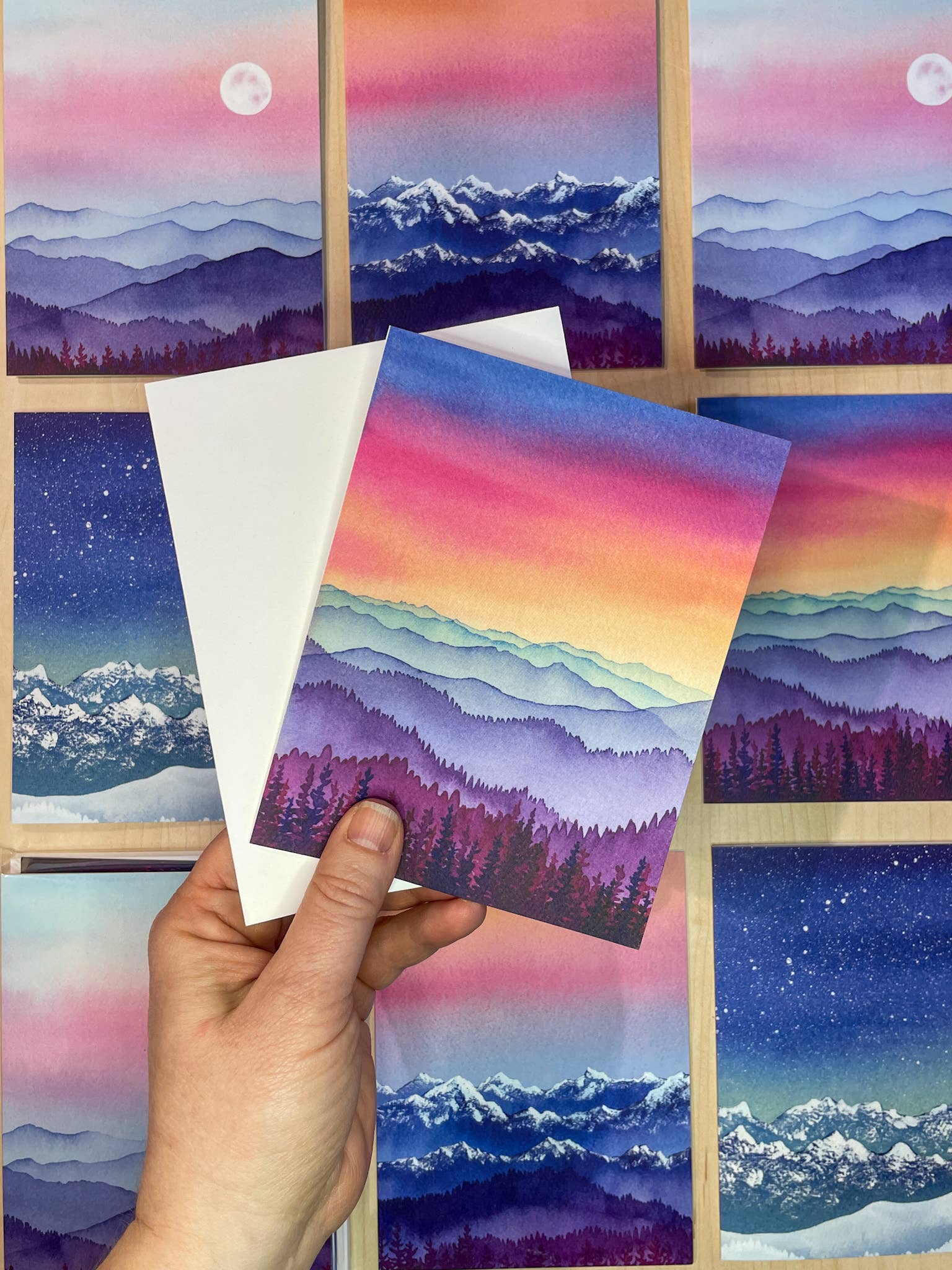 Shelby Thayne Art - Wholesale Everyday Greeting Card - I Stand Amazed Rainbow Landscape - Greeting Card Set of 61
