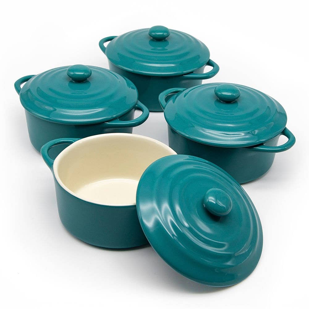 Kook - Wholesale Baking Dish - Kook Mini Casserole Dishes & Lids, Ceramic, 12 oz, Set of 46