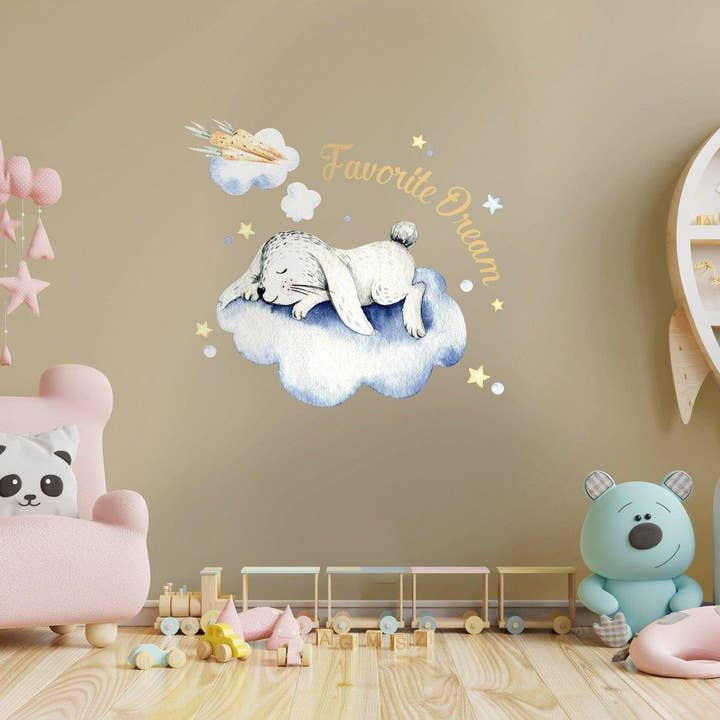 Stickers muraux « Nuages de rêve » - Adorables motifs d'animaux pour la chambre d'enfant pour la vente par Decords