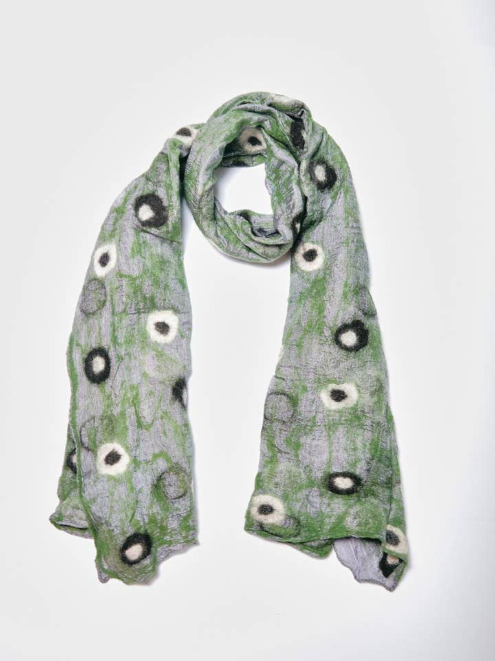 Polka Dot Felt Scarf. SK25 for wholesale by Windhorse Trading Inc