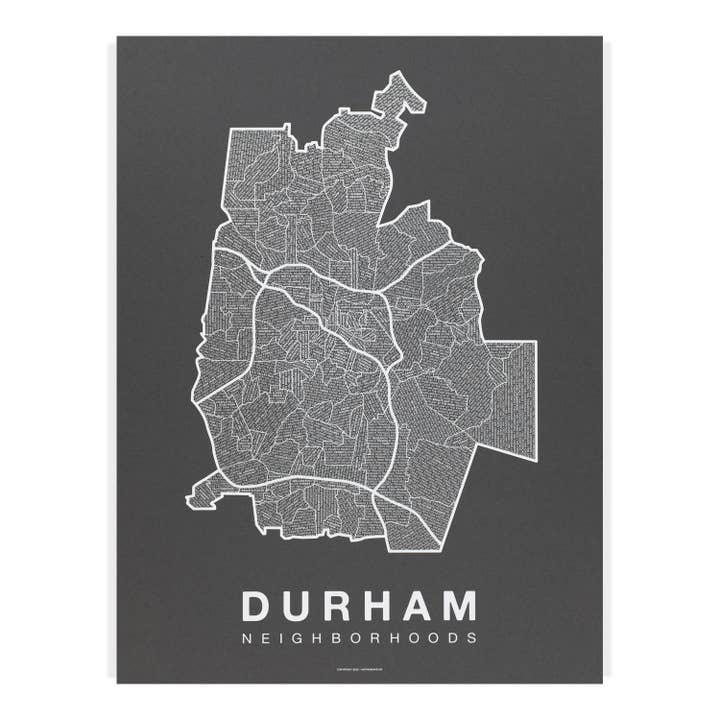 Native Maps - Wholesale Poster - Durham, NC Neighborhood City Map Poster1