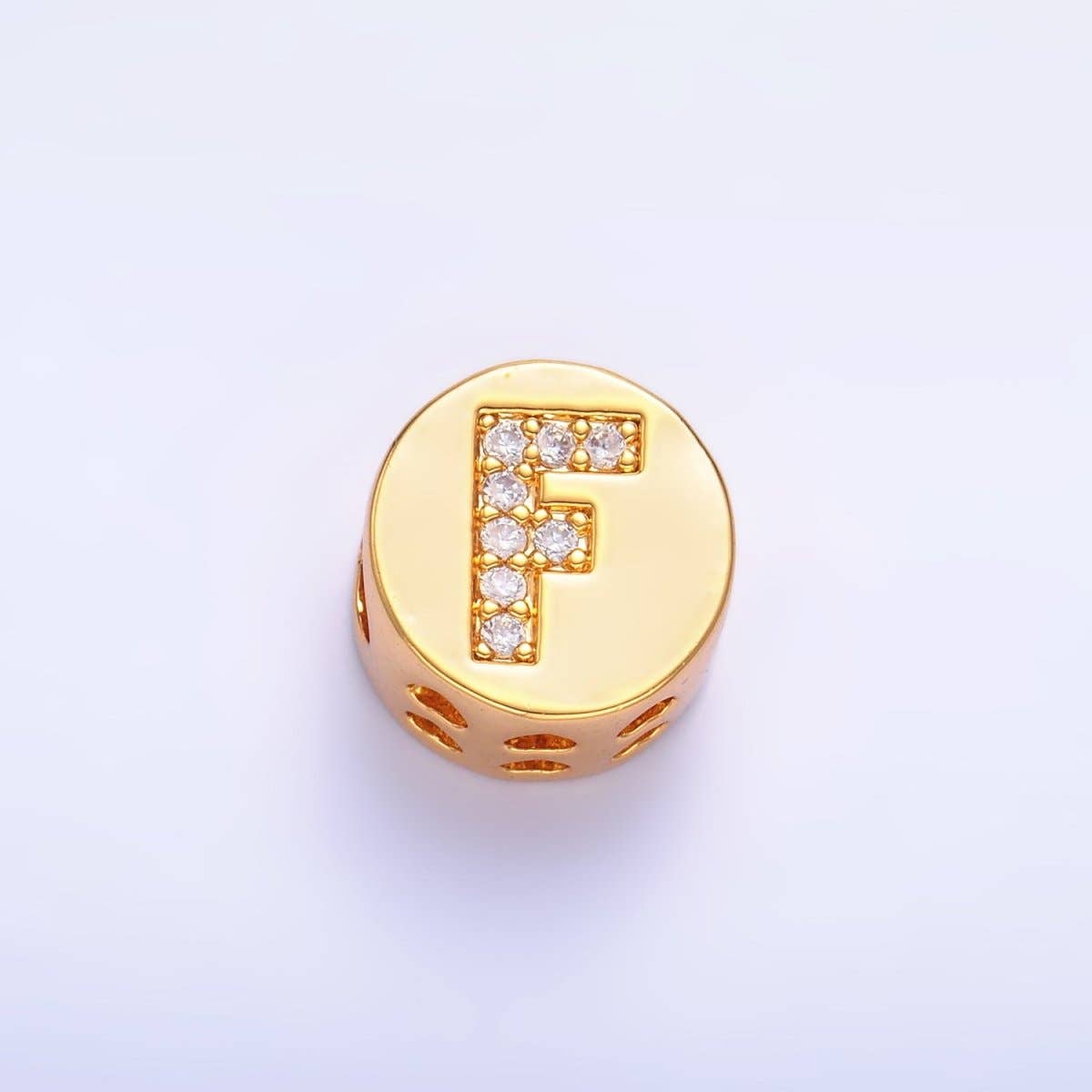 Aim Eternal - Wholesale Beads - 24K Gold Filled Alphabet Letter Micro Paved CZ Round Bead | A1526 - A15385