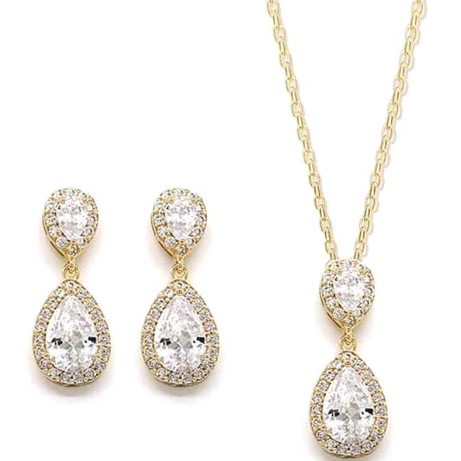 Diacly - Wholesale Jewelry Set - Linked Double Pear Necklace Set