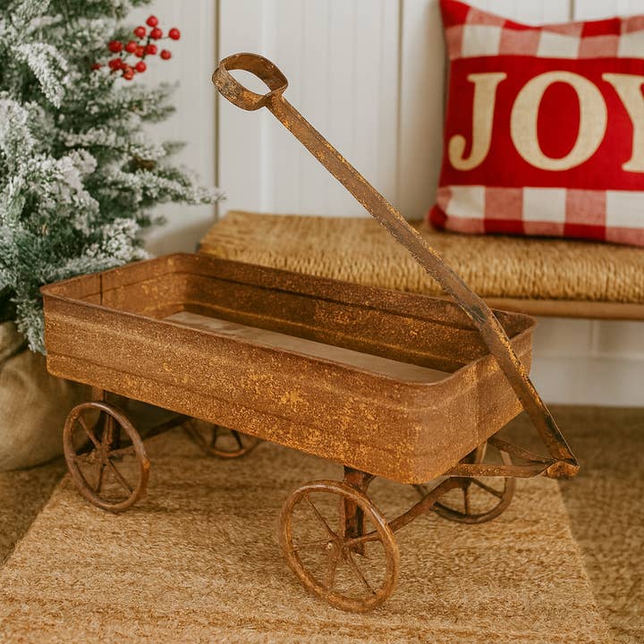Small Rusted Metal Wagon - 14" L x 8" W x 7-1/2" H for wholesale by Factory Direct Craft