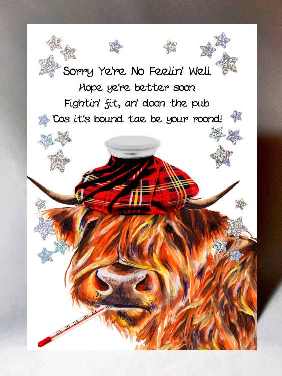 Carta scozzese Get Well Soon Coo WWGW08 per la vendita all'ingrosso da parte di Wee Wishes