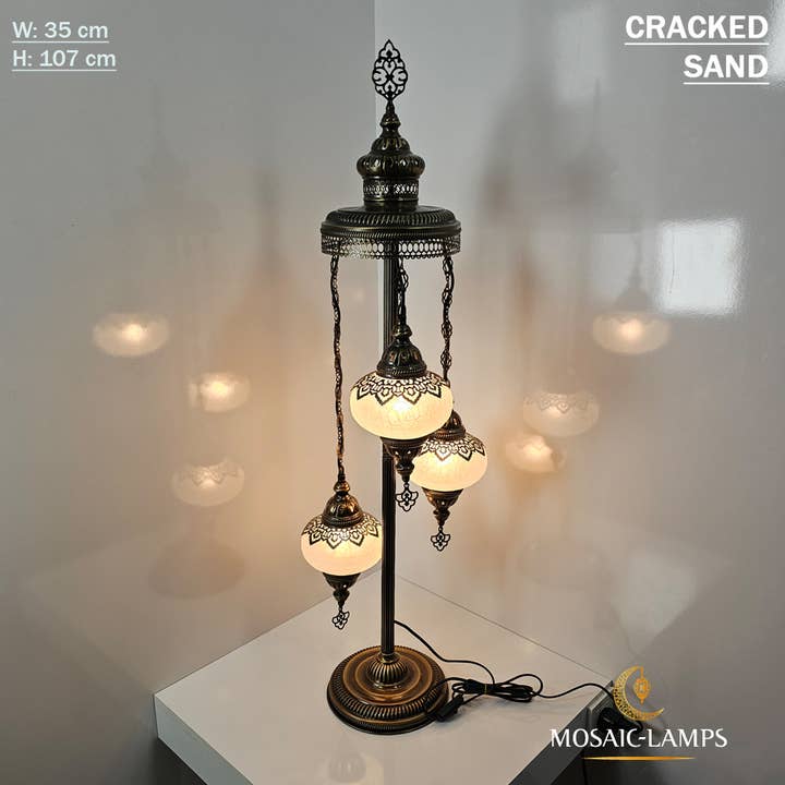 Mosaic Lamps – wholesale Golvlampa – 3-Globe Ottomansk Turkisk Crackle Glass Golvlampa1