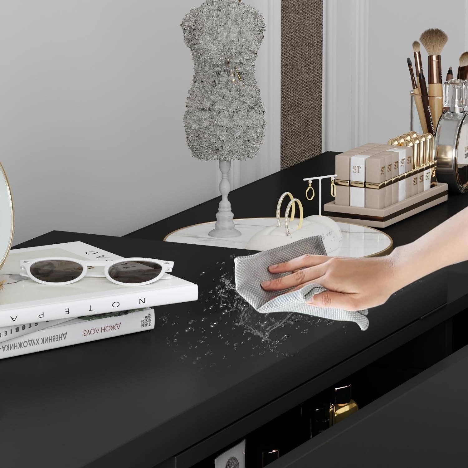 Black 6 Drawer Dresser With Rotatable Extendable Tabletop for wholesale on Faire3