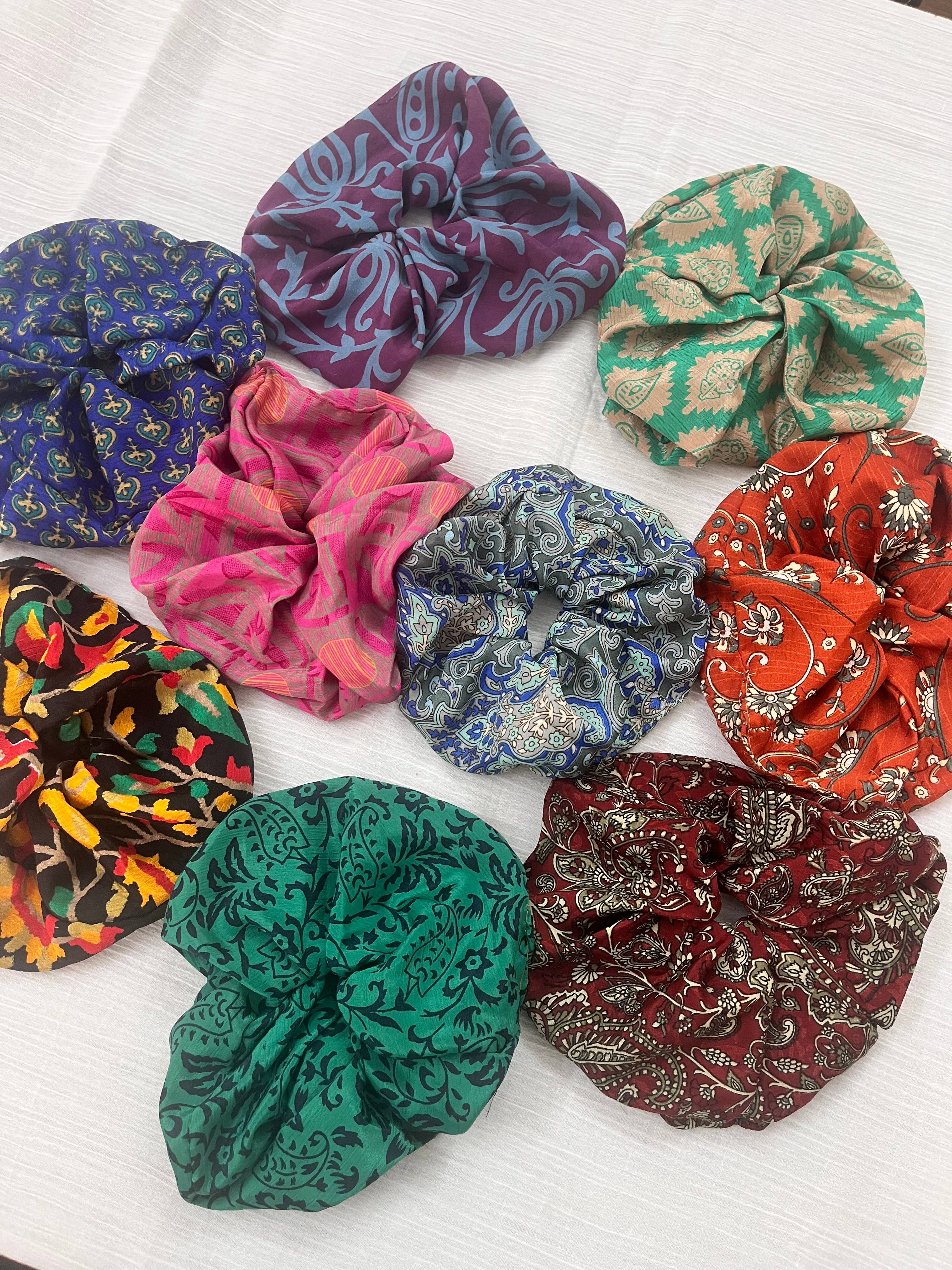 Meghcraft - Wholesale Scrunchie - Women's - Vintage Silk Scrunchie-vintage Upcycled Silk Scrunchie0