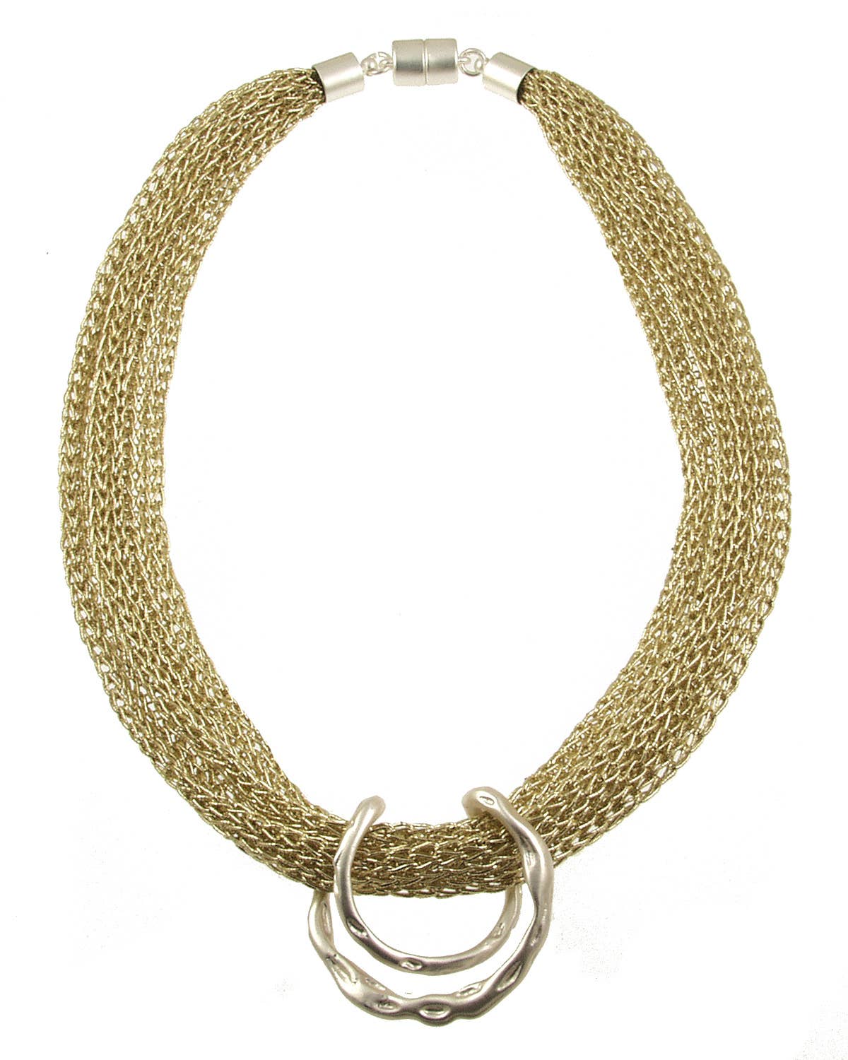 Origin Jewelry - Wholesale Link & Chain Necklace - Horseshoe Pendant with mesh fabric necklace2