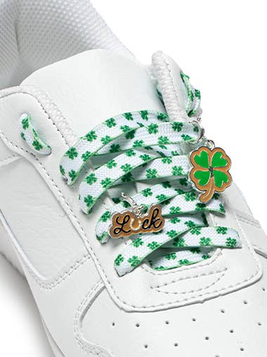 Living Royal - Vente Lacet – unisexe - Ensemble de lacets avec breloques - Shamrocks avec porte-bonheur0