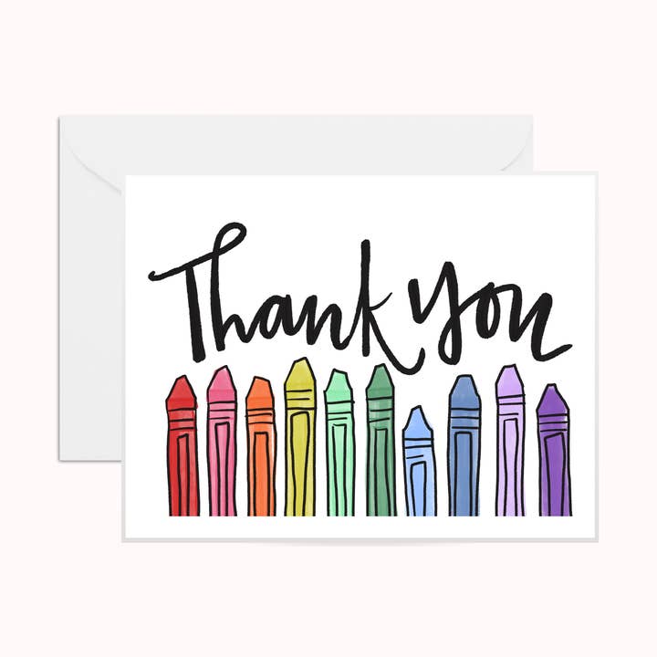 Tarjeta de felicitación con crayón de agradecimiento | Tarjeta de agradecimiento | Diversión | para venta al por mayor de Anna Whitham Co.