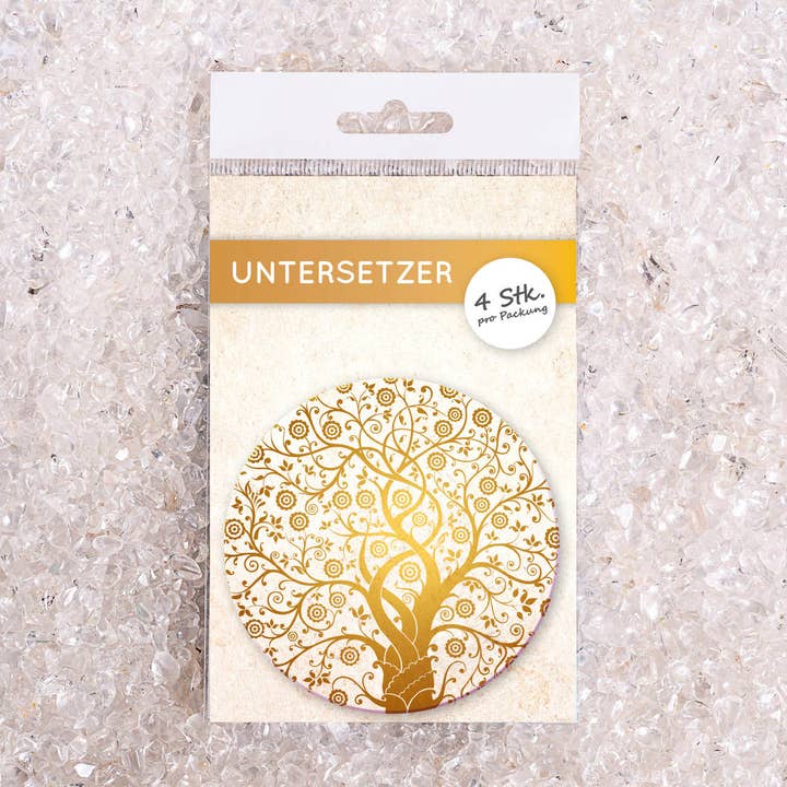 RADULY - Wholesale Coasters - Gold tree of life coaster set0
