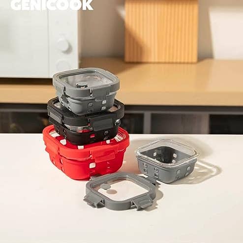 Genicook Product LLC – wholesale Food storage container – Glass Containers + Lids Set8