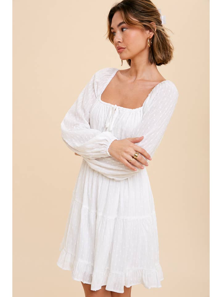 In Loom - Wholesale Dress - Women's - SMOCKED WAIST LONG SLEEVE PEASANT DRESS