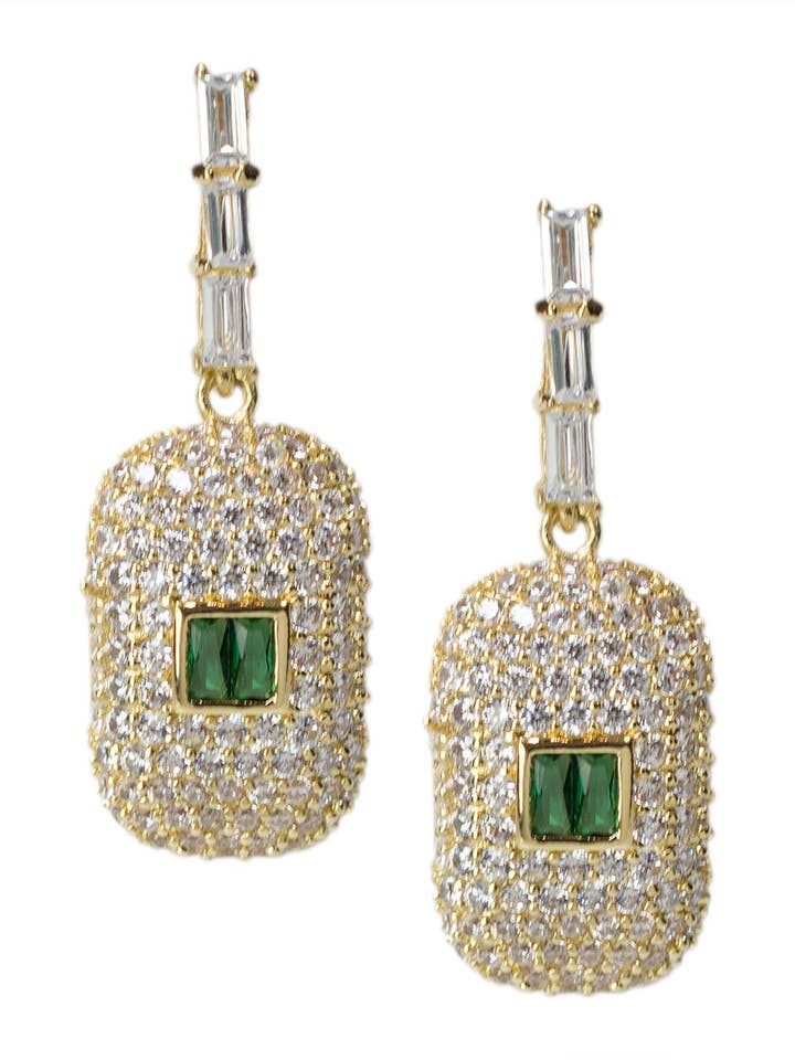 Emerald Baguette Drop Earrings for wholesale by CZ by Kenneth Jay Lane
