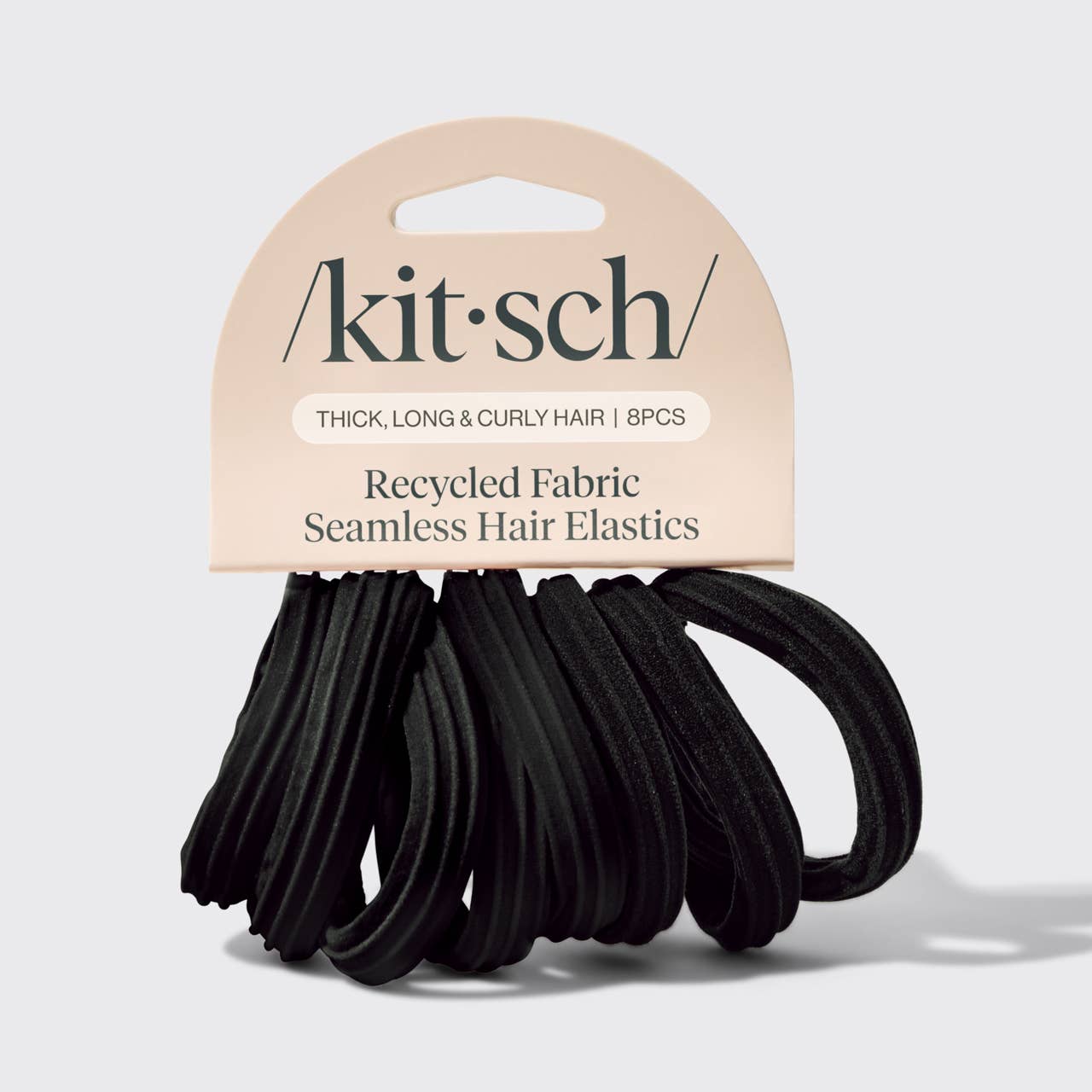 KITSCH - Wholesale Hair Tie - Recycled Seamless Hair Elastics 8pc Set- Black2