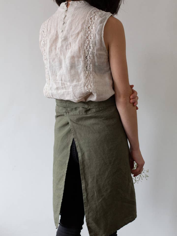 Avental Half Linen - Verde floresta por atacado de confetti mill