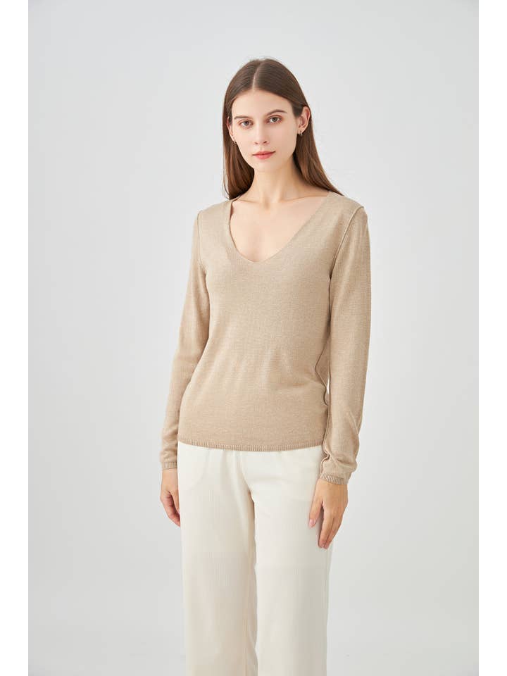jw.atelier - Wholesale Knit Sweater - Women's - Cashmere silk V-neck sweater3