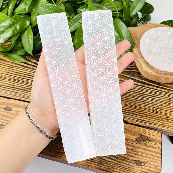 Rock Paradise - Wholesale Incense Holder - Crystal Selenite Incense Burner with Engraved Flower of Life1