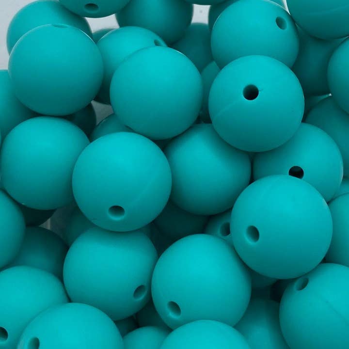 ASAP Craft Supplies - Wholesale Beads - 10 Turquoise Solid Round Silicone Beads - 15mm0