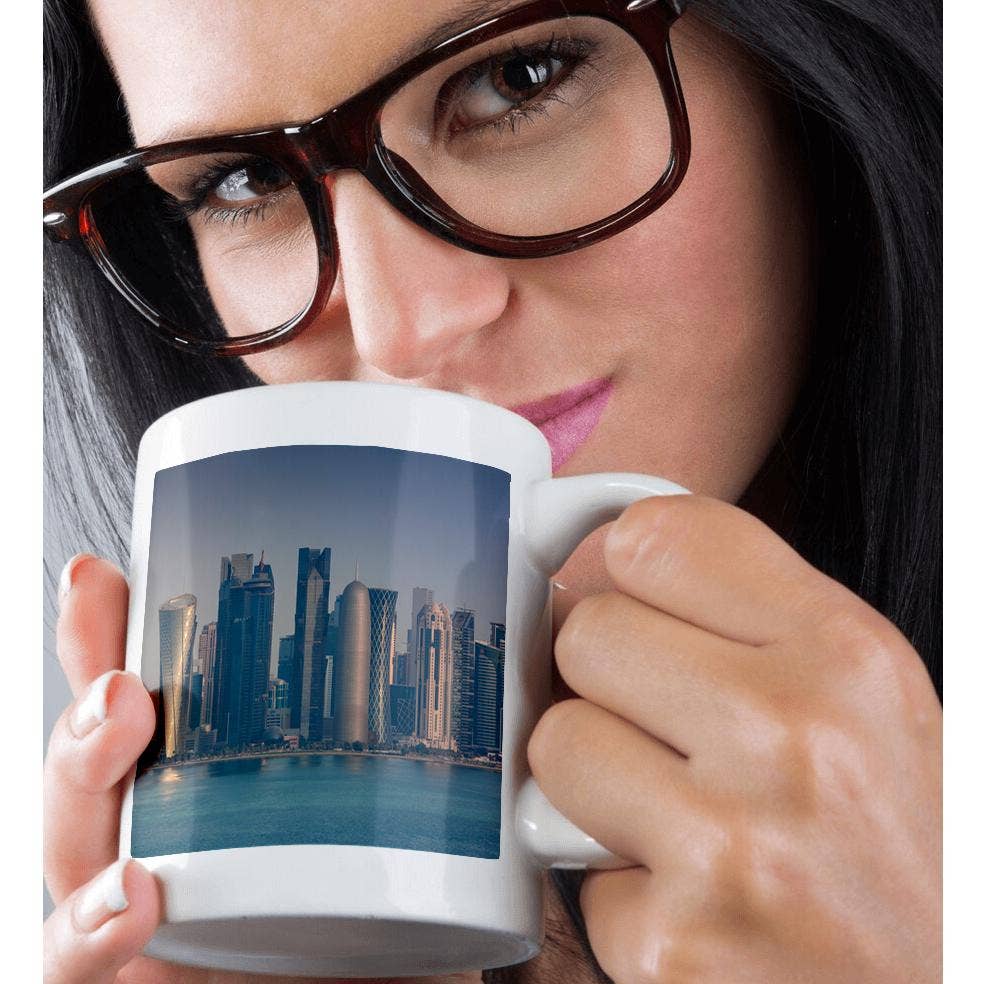 3dRose - Wholesale Coffee Mug - 3dRose, Qatar, Doha, Doha Bay, West Bay skyscrapers at dawn, Mug9