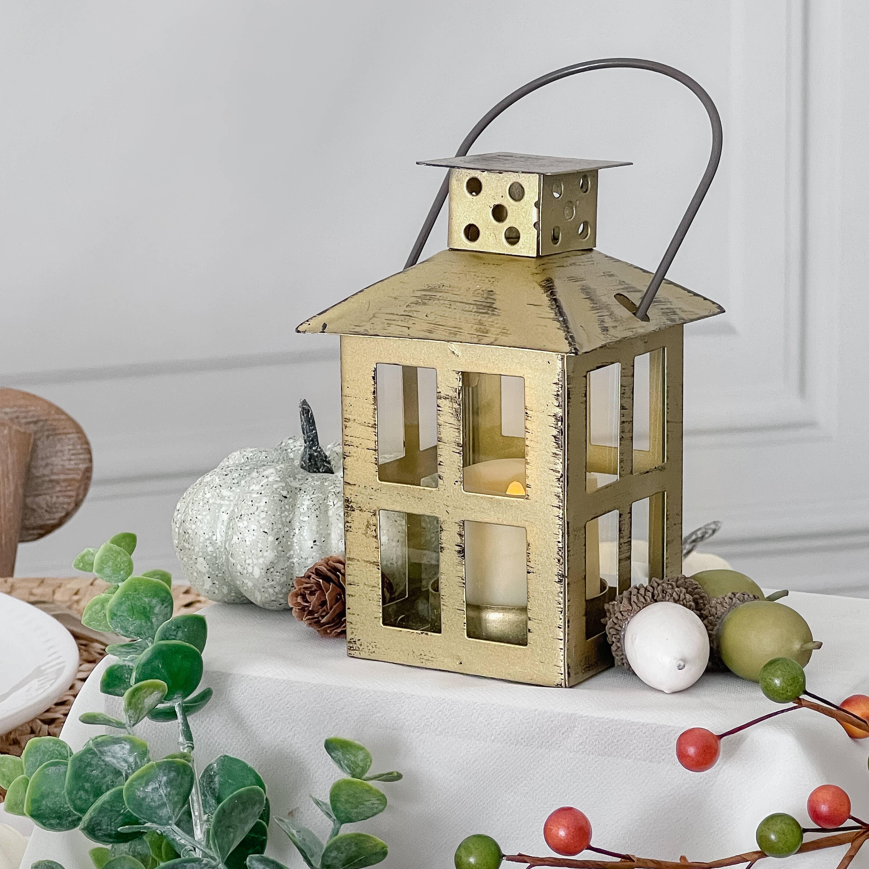 Kate Aspen - Wholesale Lantern - Vintage Antique Gold Distressed Lantern - Small1