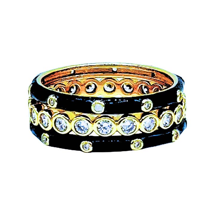 Color Shout - Wholesale Jewelry Set - R206 KAT-Kappa Alpha Theta Bezel & Enamel Stack Ring Set1