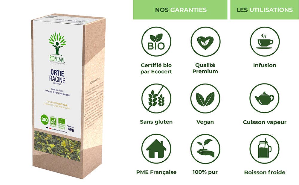 Bioptimal – Chá de saúde/Detox por atacado – Raiz de Urtiga Orgânica - Bioptimal5