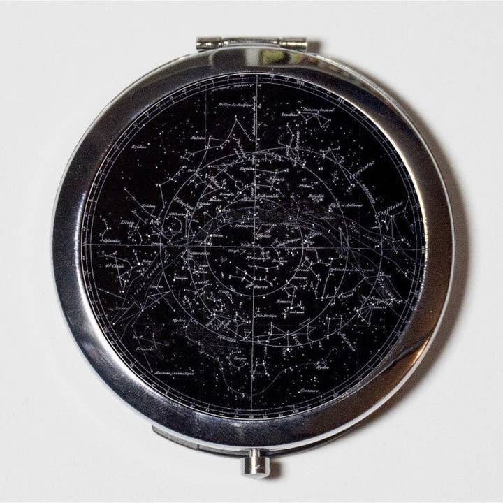FringePop - Wholesale Compact Mirror - Sky Constellation Compact Mirror - Astronomical Outerspace Stars Celestial - Make Up Pocket Mirror for Cosmetics