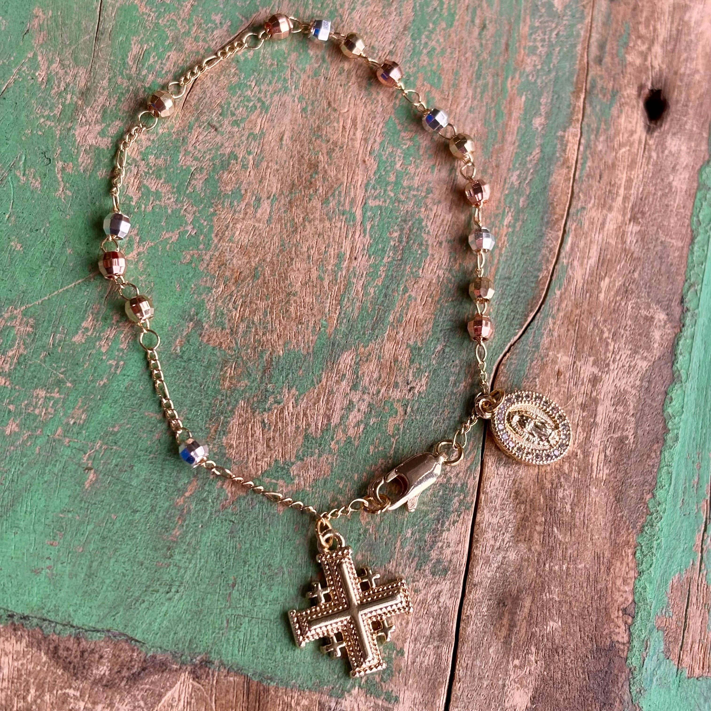 Love and Honor Jesus LLC - Wholesale Prayer Beads Necklace - Tri Color OLG 4MM Rosary Necklace or Bracelet10