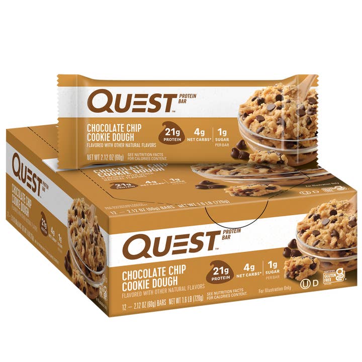 QUEST PROTEIN BARS 12/60G CHOCOLATE CHIP COOKIE DOUGH for wholesale by L&F Universal Goods