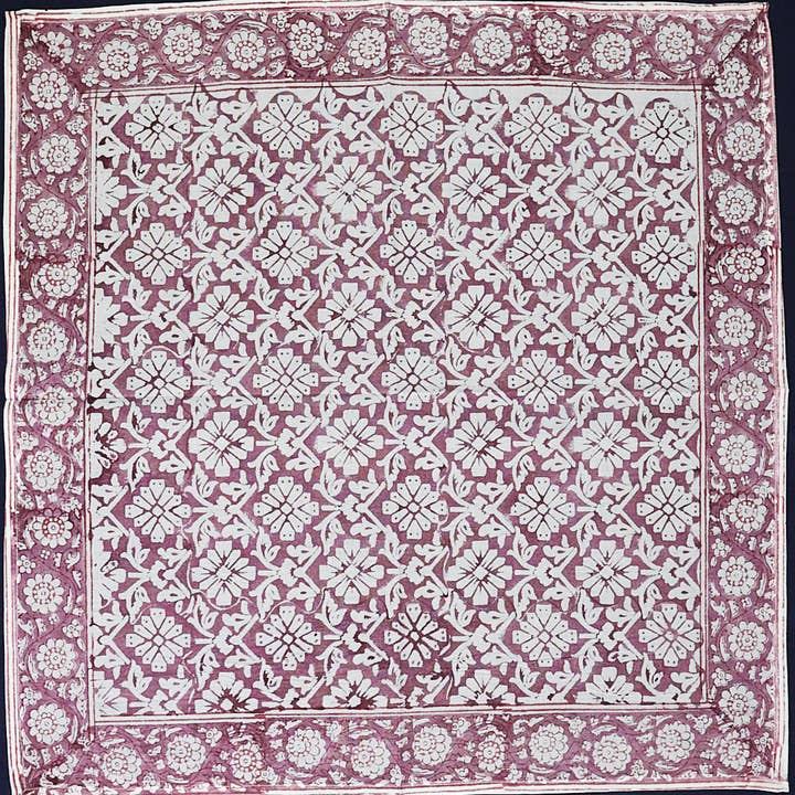 Fleur de Prunier en Treillis - Bandana en Coton Imprimé à la Main (KK1552) pour la vente par White Lotus Fashions