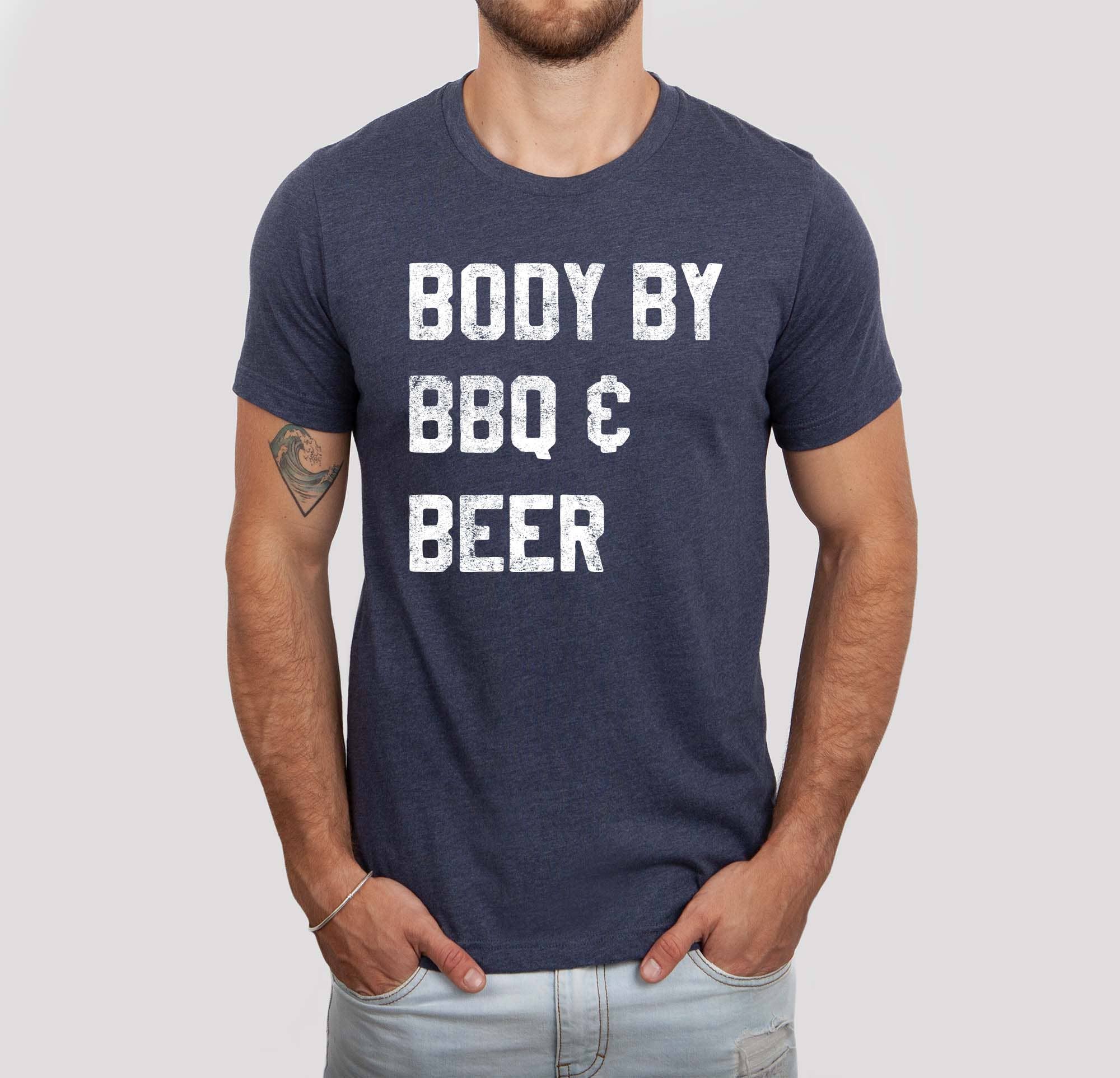 Mugsby - Wholesale Screen Printed T-Shirt - Men's - Body By BBQ and Beer Men's Shirt, Father's Day Tee, Funny0